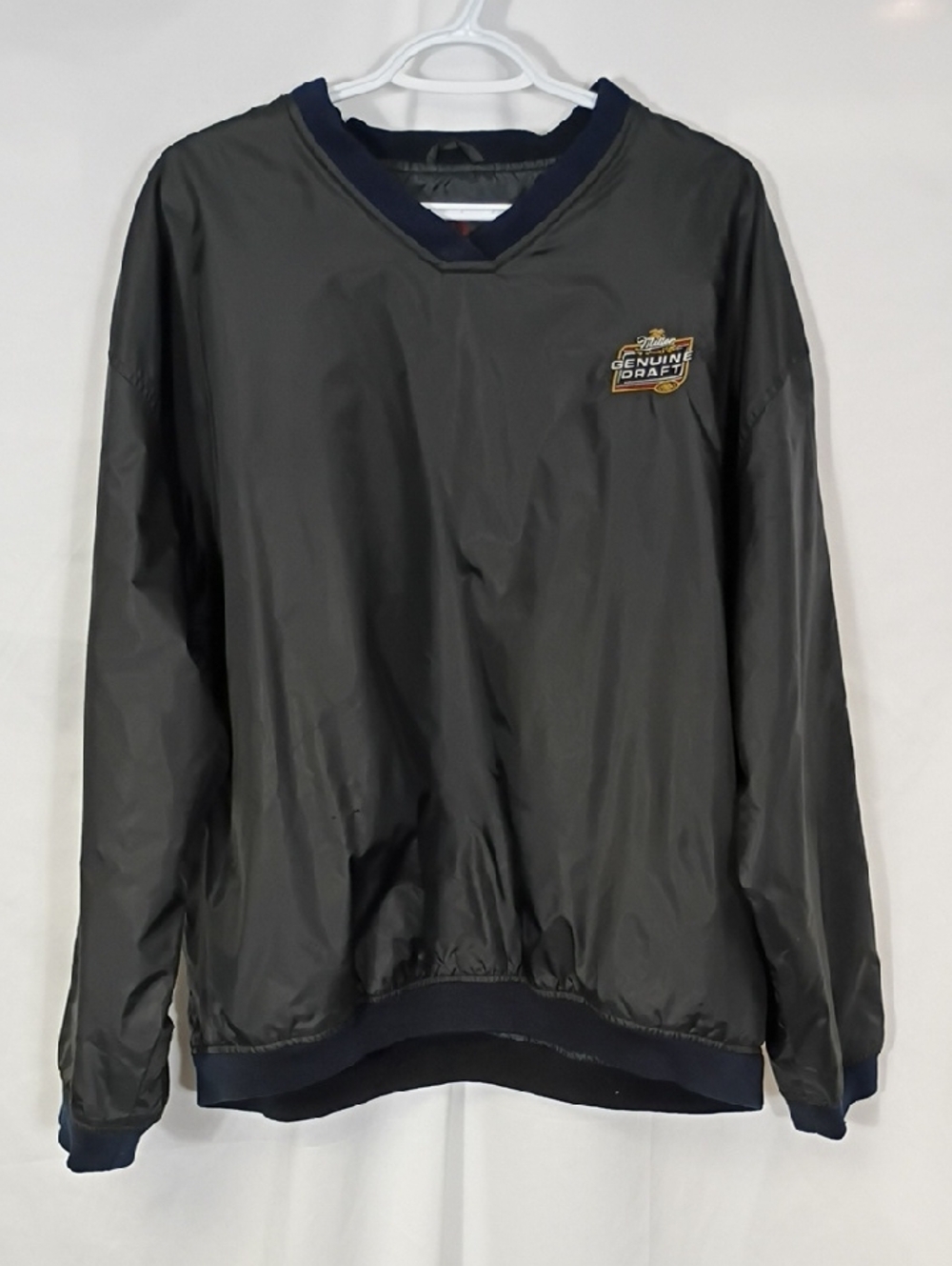 Miller Genuine Draft Baru Sports Black Windbreaker Pullover Jacket Mens Size XL